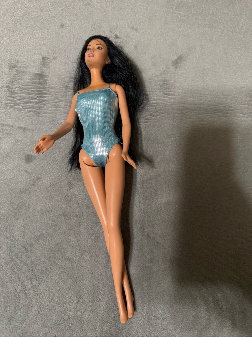 Mattel Brunette Fashion Doll Blue Swimsuit Nude 1999
